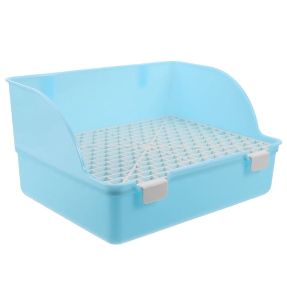LOLIPPYY Sky Blue Plastic Rabbit Litter Box with Elevated Sides for Easy Cleaning in Small Animal Cages