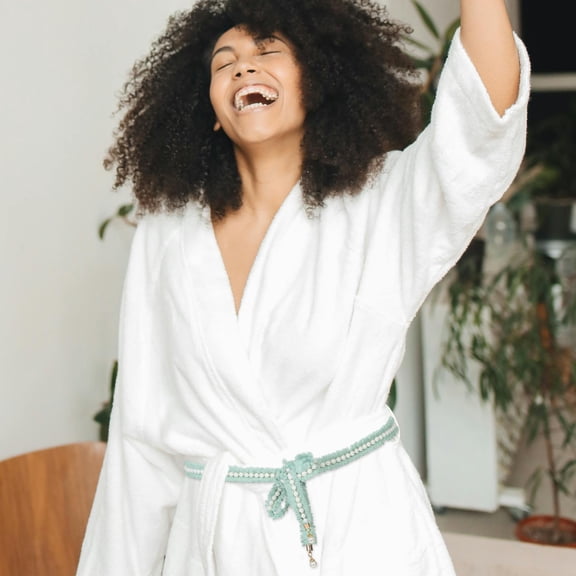 LOLIPPYY Skyblue Decorative Kimono Belt with Elegant Accent for Adults Handmade Mesh Imitation Waist Cinch