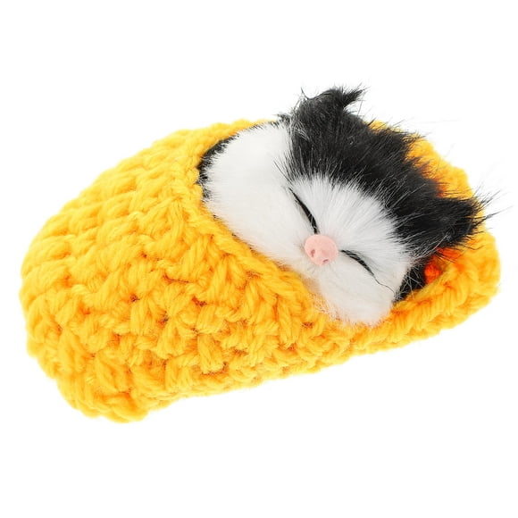 LOLIPPYY Sleeping Plush Cat Toy for Kids in Yellow with Meows Sounds for Parties 1Pcs