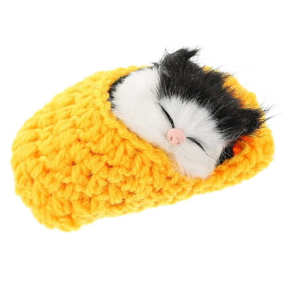 LOLIPPYY Yellow Plush Cat Toy for Kids with Meowing Sounds, Soft Sleeping Stuffed Animal for Parties, 1 Piece