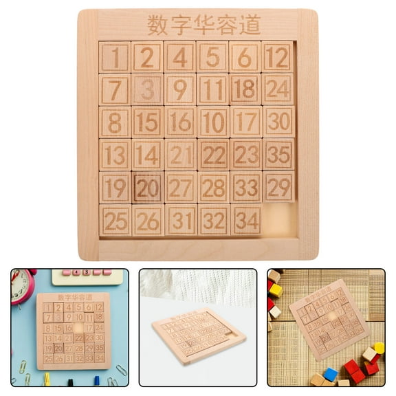 LOLIPPYY Sliding Puzzle Board Game in Wood for Cognitive Skills and Number Recognition Fun
