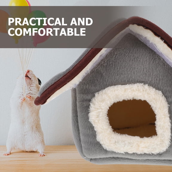 LOLIPPYY Warm Hamster House Grey Cotton Bed for Squirrel and Mice 1Pc