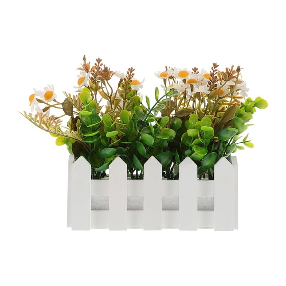 LOLIPPYY Small Artificial Daisy Flower Arrangement in Plastic Pot for Indoor Decoration