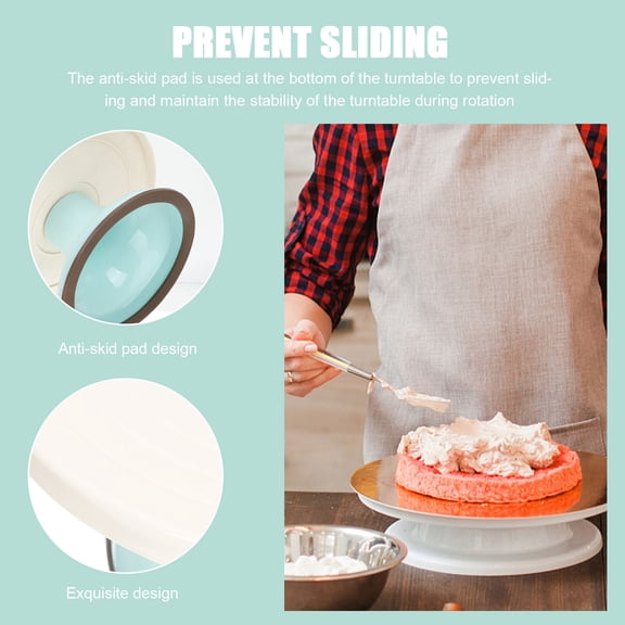LOLIPPYY Small Cake Stand White Plastic Revolving Table for Easy Cake Decorating