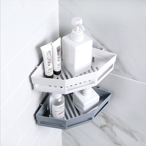 LOLIPPYY Small Plastic Corner Shelf for Bathroom Storage, Space-Saving Design, 1 Pack, Easy to Install and