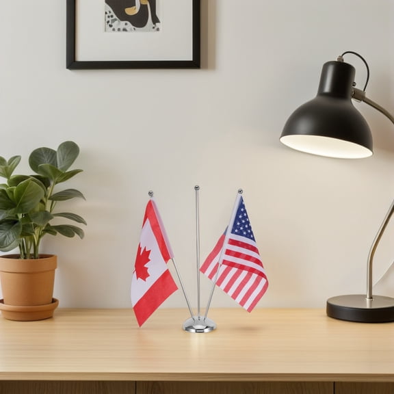 LOLIPPYY Small Desk Flag Stand Metal Table Flag Holder for Conferences and Home Office Decoration