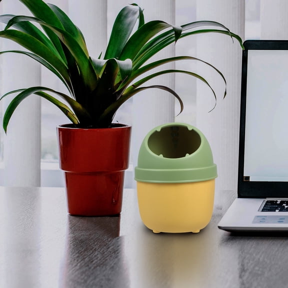 LOLIPPYY Small Yellow Desk Trash Can Kitchen Waste Bin Compact 1-Pack for Office and Home