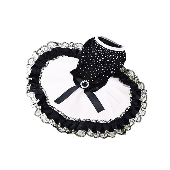 LOLIPPYY Small Dog Wedding Dress Prevent Cold Tulle Skirt Black For Everyday Wear 1Set