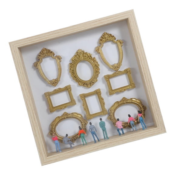 LOLIPPYY Small Khaki Photo Frame Box with Plated Gold Details for Home Display and Memory Picture Frames
