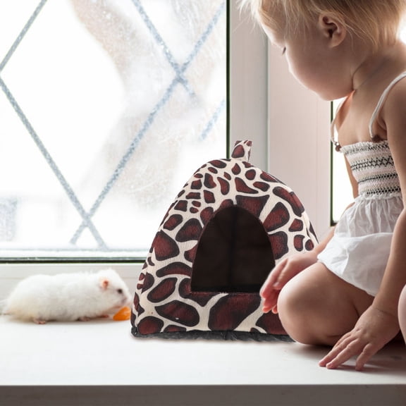 LOLIPPYY Small Pet Bed Leopard Fleece Hamster Nest for Resting 1Pcs