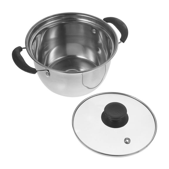 LOLIPPYY Small Stainless Steel Pot with Lid for Cooking Noodles and Stewing Meat Glossy Finish 1Set