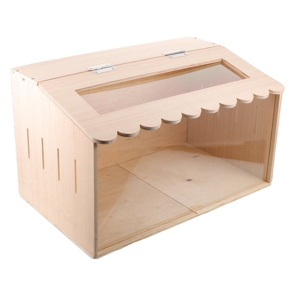 LOLIPPYY Small Wooden Bird Brooder Box with Transparent Lid and Ventilation for Quail and Duck Eggs