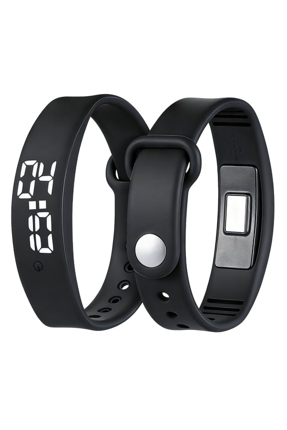 Smart Bracelet with LED Display and Temperature Monitor Rechargeable Wrist Wear in Black