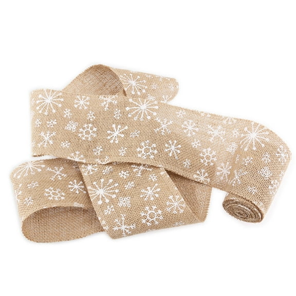LOLIPPYY Snowflake Craft Ribbon in Burlap Material for Holiday and Wedding Decoration Brown Color