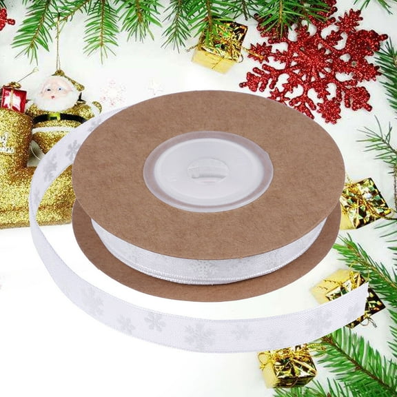 LOLIPPYY White Snowflake Wrapping Ribbon for Floral Crafts Polyester 1 Set Christmas Decoration