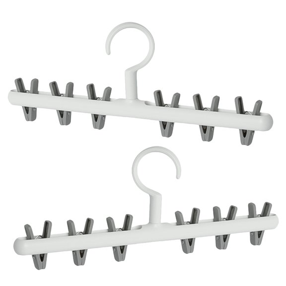 LOLIPPYY 2Pcs Multifunctional Clotheshorse Grey with 6 Clips 360 Degree Rotation for Home Drying Underwear Socks
