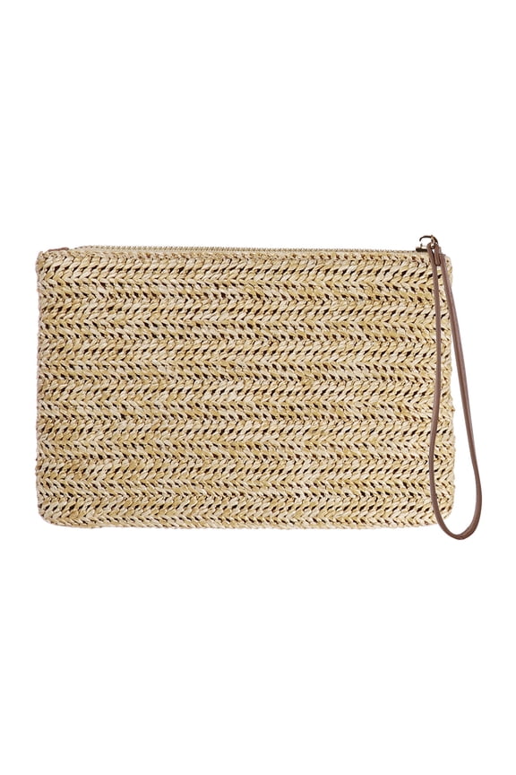 Soft and Straw Clutch Purse with Polyester Lining, Storage Handbag