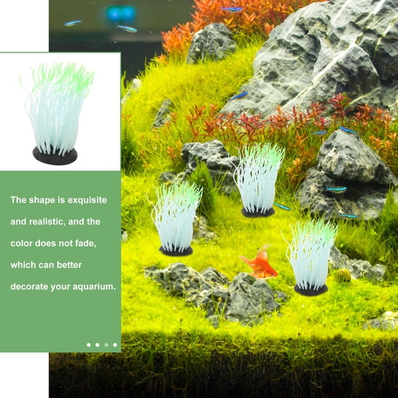 LOLIPPYY Soft Green Silicone Sea Anemone Statue with Suction Cup for Secure Placement in Aquariums