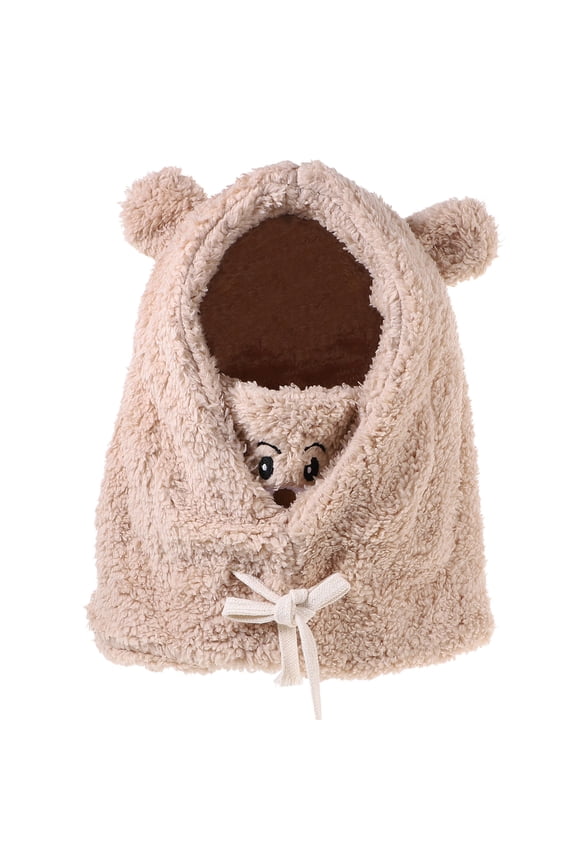 Soft Stuffed Bear Headwear Little Bear Hat Plush Khaki 1Pack for Women