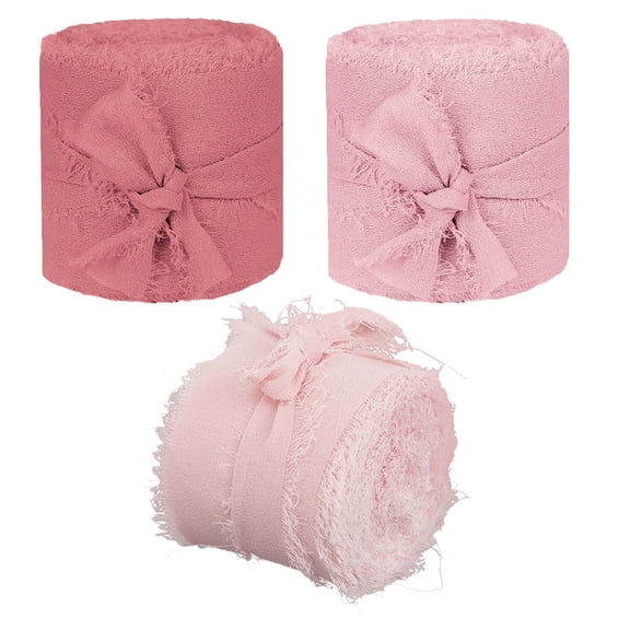 LOLIPPYY Soft Texture Frayed Edge Ribbon Roll for Wrapping Flowers and Wedding Craft Decorations