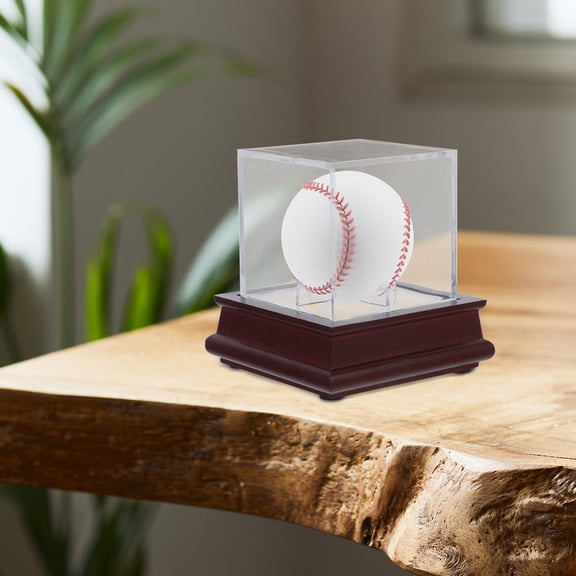 LOLIPPYY Softball Display Case Acrylic Clear Box with Wooden Stand for Protective Display