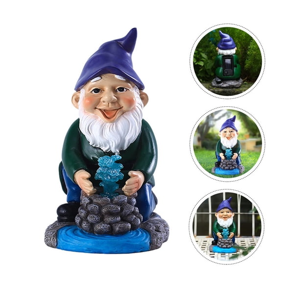 LOLIPPYY Solar Garden Gnome Statue Resin Lawn Light Ornament Hand Painted Outdoor Decorative Lamp