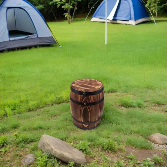 LOLIPPYY Solid Wood Round Stool Rustic Barrel Accent Table for Garden Patio Decor