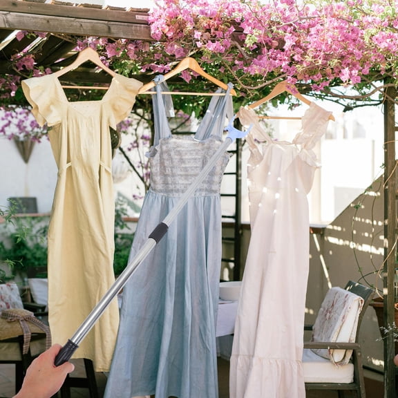 LOLIPPYY Space Saving Black Clothes Drying Rod Stainless Steel for Home Use and Curtain Support