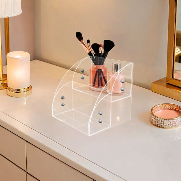LOLIPPYY Space Saving Clear Acrylic Cosmetic Vanity Organizer for Bathroom and Desktop Use
