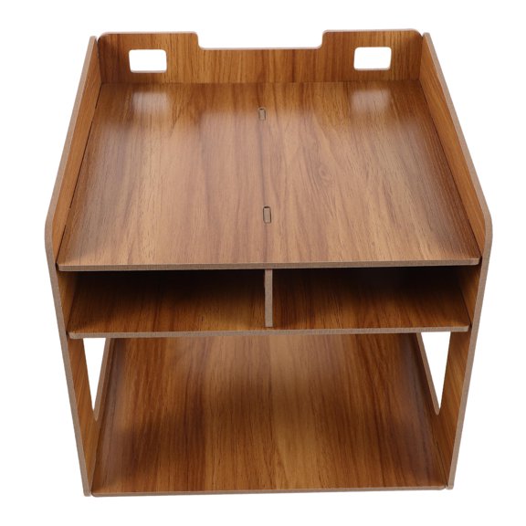 LOLIPPYY Space Saving Wooden Printer Stand with Storage Shelves for Home Office Desk Organizer