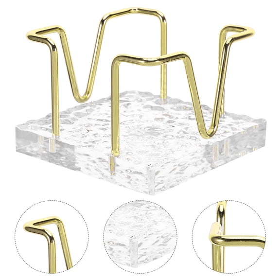 LOLIPPYY Spacious Cube Note Holder in Golden with Metal Wire Stand for Desktop Card and Memo Storage