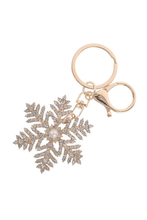 Sparkling Golden Snowflake Keychain Charm for Purse with Unique Winter Flair and Metal Build