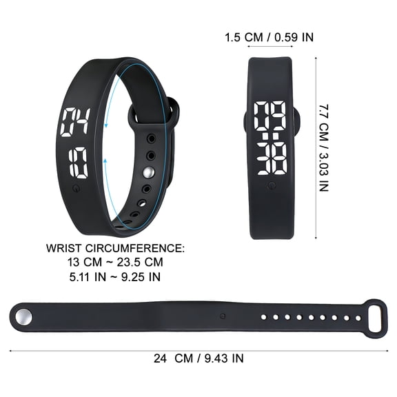 LOLIPPYY Sport Smart Wristband with Step Counter, Black Color, 1 Pack Fitness Tracker