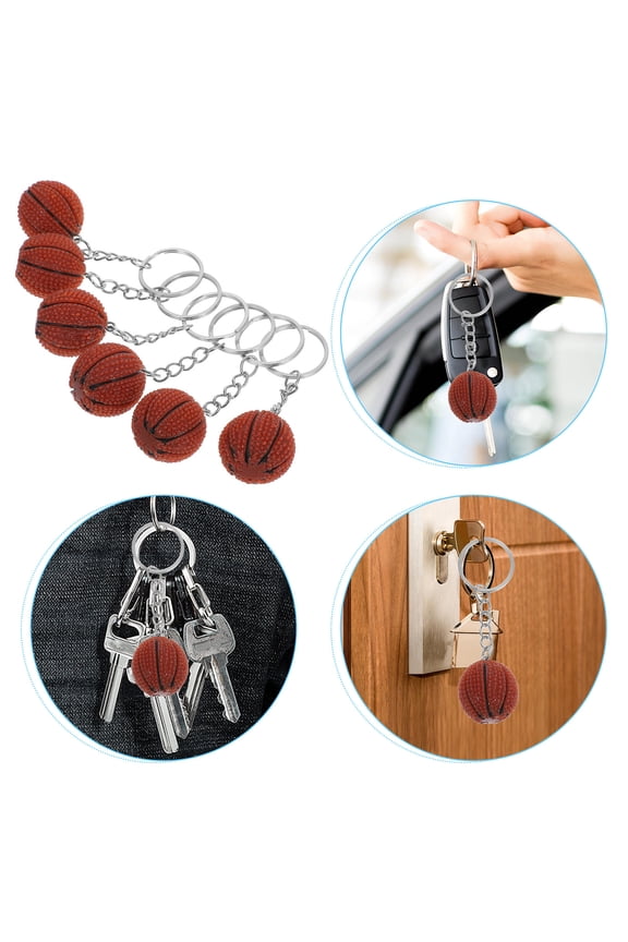 Sports Style Alloy Keychain 6Pcs Basketball Key Ring Handbag Accessory Business Activity