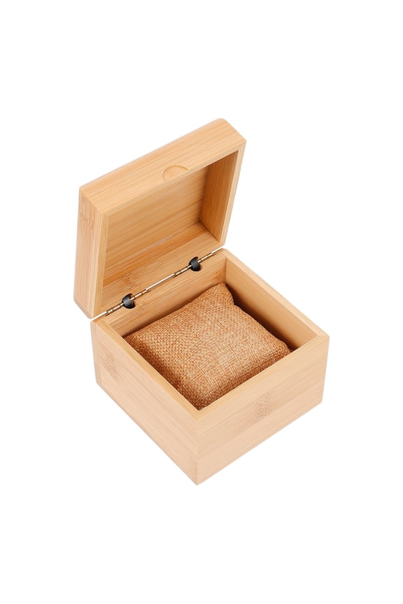 Square Watch Box Light Brown Wood Dustproof 1Pcs for Jewelry