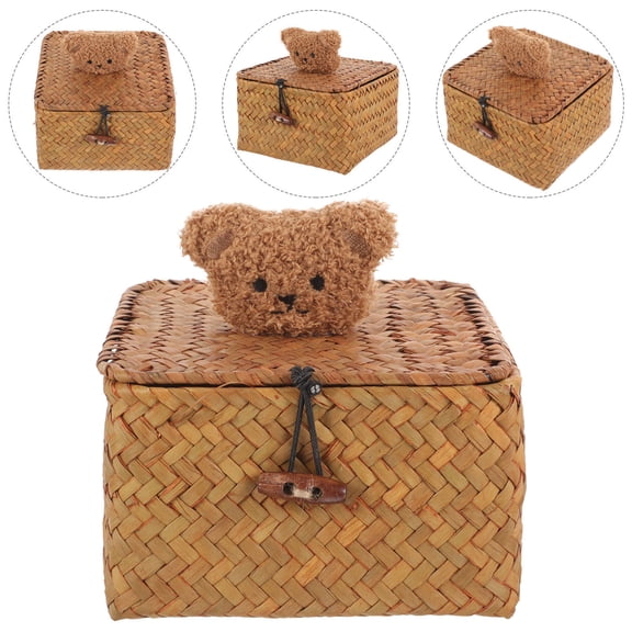 LOLIPPYY Square Woven Storage Baskets for Bedroom Chocolate 1Set