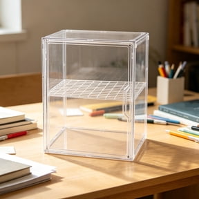 LOLIPPYY Clear Acrylic Stackable Display Case with Divider for Figures, Collectibles, and Small Items Storage
