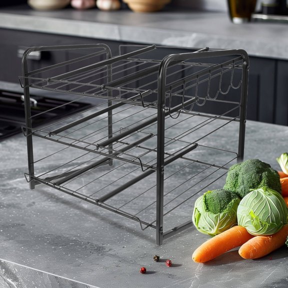LOLIPPYY Stackable Black Pantry Storage Container for Canned Food and Beverage Organization