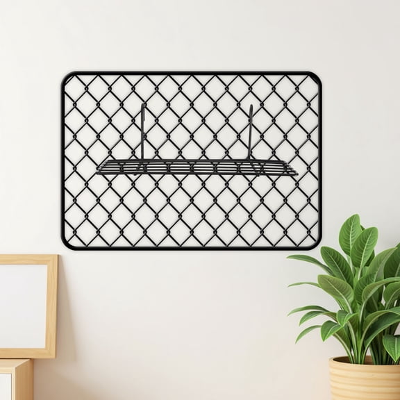 LOLIPPYY Stackable Wire Wall Grid Panel with Hooks for Home Accessories Black 1Set