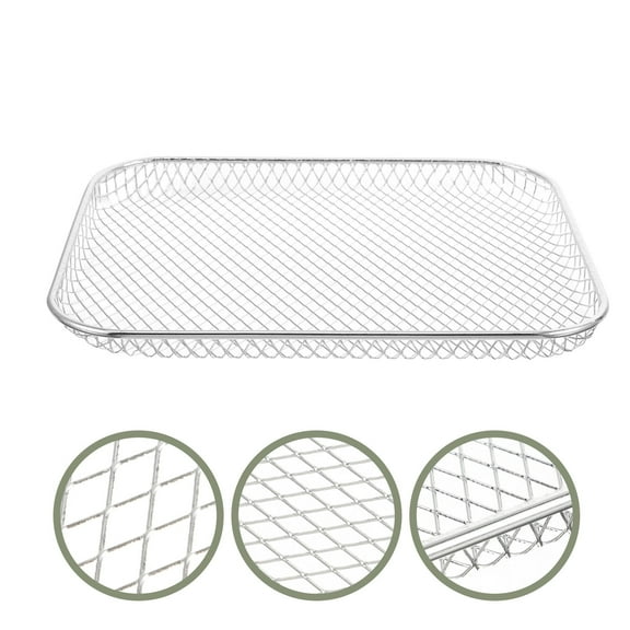 LOLIPPYY Stainless Steel BBQ Mesh Rectangular Barbecue Tray Even Heating for Families 1Pcs