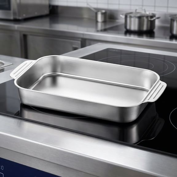 LOLIPPYY Rectangular Stainless Steel Baking Pan Plated for Even Heat Distribution and Versatile Kitchen Use