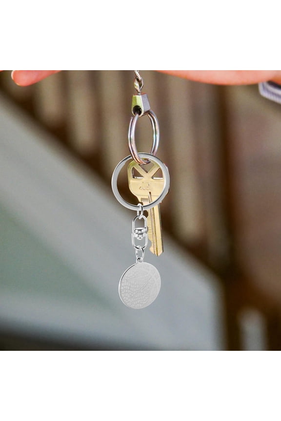 Stainless Steel Basketball Keychain Silver Sports Ball Charm for Car Ornament and Backpack Accessory