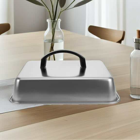 LOLIPPYY Stainless Steel Basting Dome For Cheese Melting Rectangular Grease Splash Prevention Cover 1Pack