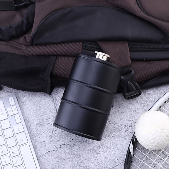 LOLIPPYY Stainless Steel Black Hip Flask with Leak Proof Lid for Home Use and Outdoor Camping