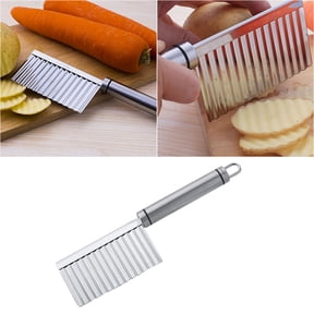 LOLIPPYY Plated Silver Stainless Steel Crinkle Cutter for Waffle Fries Potato and Vegetable Cutting