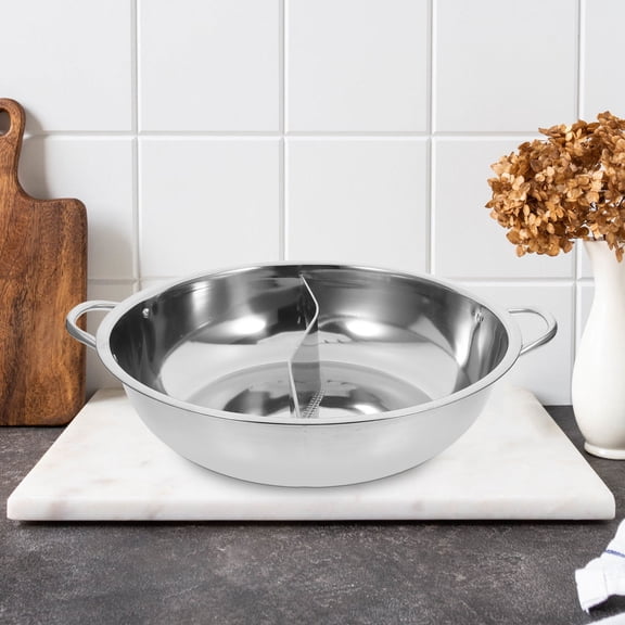 LOLIPPYY Stainless Steel Divided Hot Pot with Dual Compartments for Two Flavors, Perfect for Soup, Stew, and Multi-Purpose Cooking