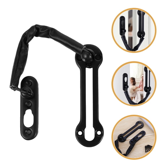 LOLIPPYY Stainless Steel Door Chain Lock Black Thick Chain Safety Latch for Home Hotel and Office Use