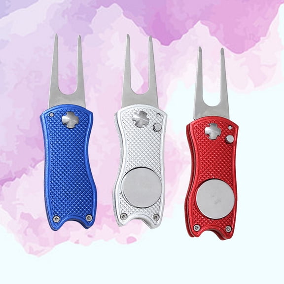 LOLIPPYY Stainless Steel Foldable Ball Divot Tool and Marker for Golf Assorted Color Portable Durable Design