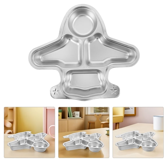 LOLIPPYY Stainless Steel Food Tray with Dividers for Kitchen Use Plated Silver Portion Control Plate