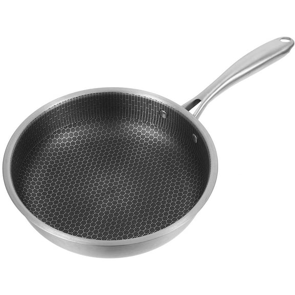 LOLIPPYY Stainless Steel Honeycomb Frying Pan Nonstick Skillet Black Flat Bottom Kitchen Pan for Cooking Eggs